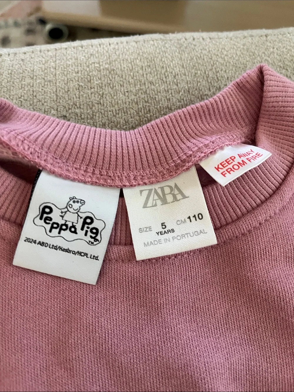 Zara Peppa Pig Mauve Pink Sweat Set Size 5